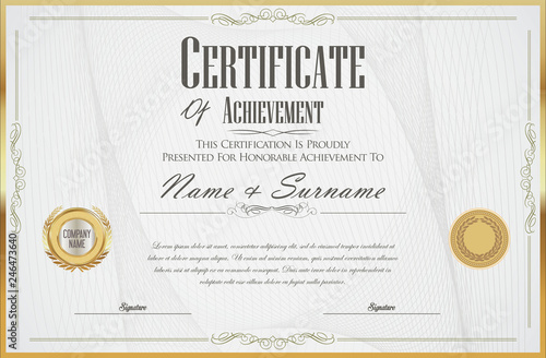 Elegant certificate or diploma retro vintage design 