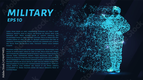 Military. Glowing dots to create the shape of a soldier.