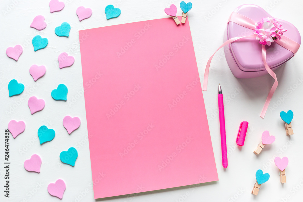 blank page with place for text letter for valentine's day
