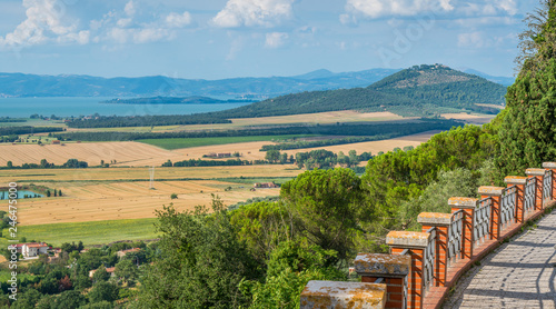 Landscape from Panicale village with Trasimeno Lake, Province of Perugia, Umbria, Italy. photo