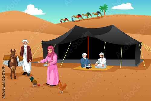 People Living in the Desert Illustration
