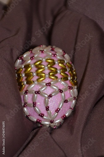 Easter egg braided with beads. Manual work. Bright, beautiful, exclusive. A great gift for the holiday of Easter.