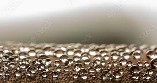 Photos Water droplets on moisture resistant fabric Close up
