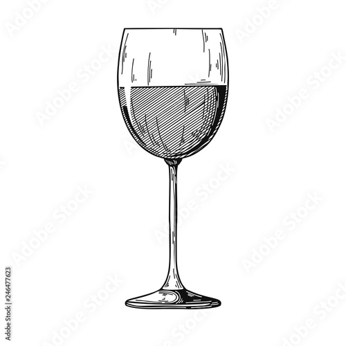 Standard red wine glass. Vector illustration on white background