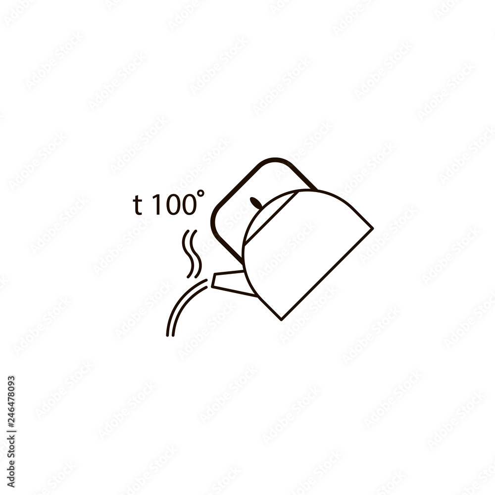 Hot water. Simple linear icon with a kettle. Hot water. Simple linear icon with a kettle.
