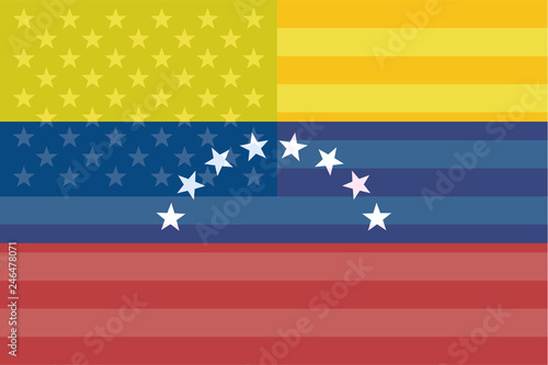 flag of Venezuela and USA, silhouette appears