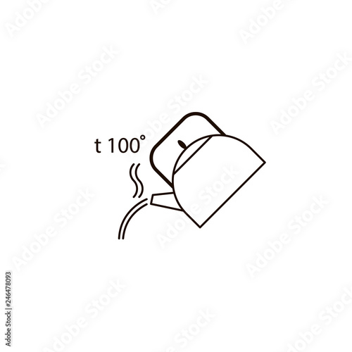 Hot water. Simple linear icon with a kettle.