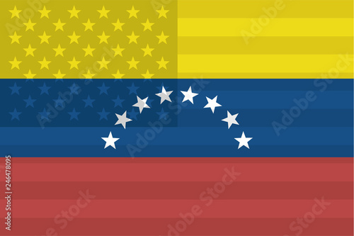 flag of Venezuela and USA, silhouette appears