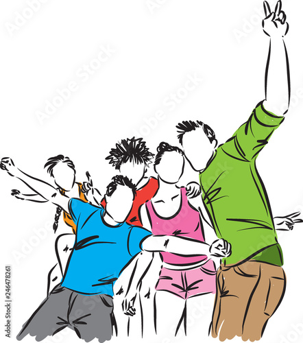  group of happy friends illustration