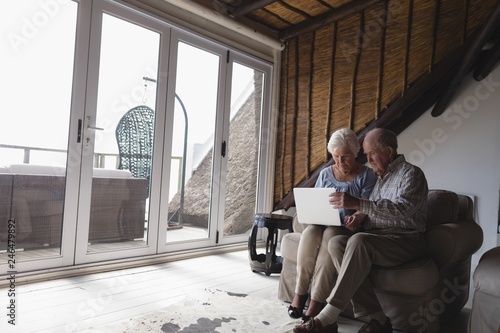 Senior couple using laptop