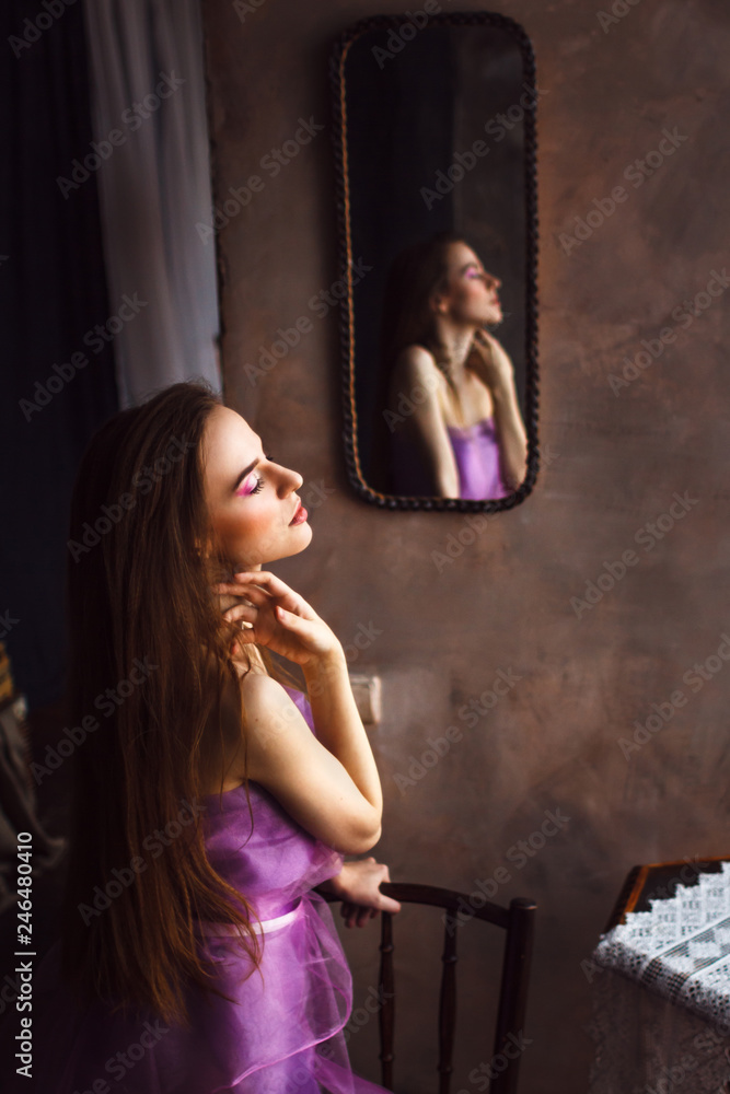 Woman portrait purple dress