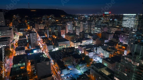 City Street Traffic at night Montreal