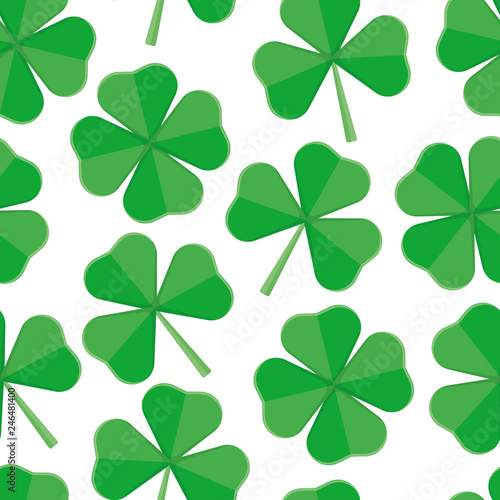 Irish holiday, clover seamless pattern. Illustration flat style.