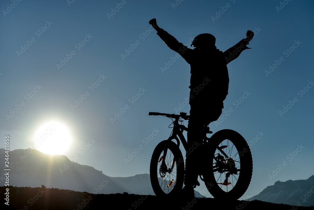 Fototapeta premium successful cyclist reaching the goal