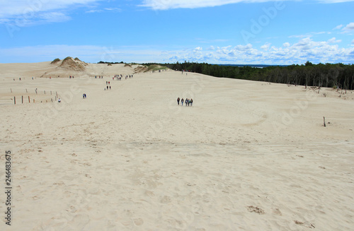 June 24  2018  Tourist on sand dunes in Leba  Slowinski National Park  Poland