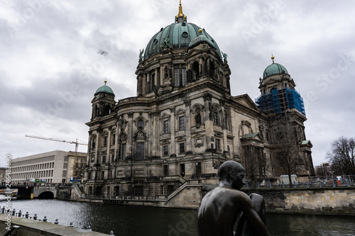 Obraz na płótnie View of Berlin cathedral, Berliner Dom in a rainy day, Germany w salonie