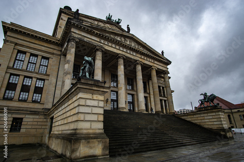 Obraz na płótnie Concert hall at the Gendarmenmarkt in a rainy day, Berlin, Germany w salonie