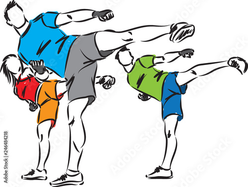kickboxing fitness group illustration
