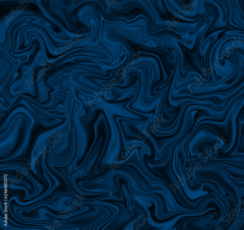 High resolution liquid marble texture design, dark blue marbling atin or silk-like surface, different blue lines. Vibrant abstract digital paint sdesign background.