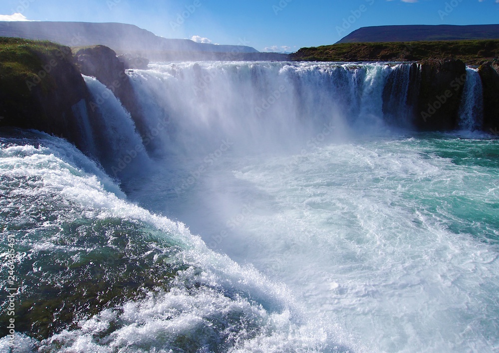 Godafoss waterfall in Island without people Godafoss waterfall in Island without people