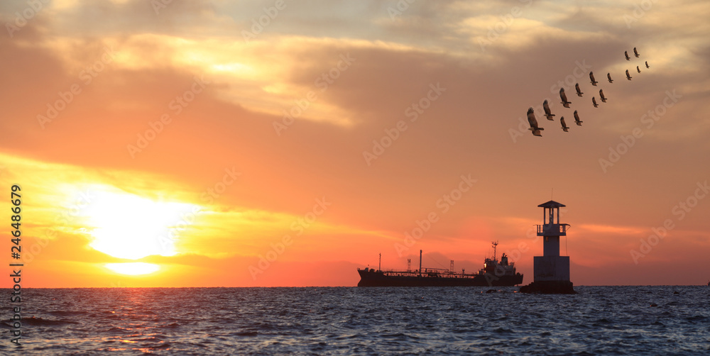 abstract image of the big boat  logistics for support import export business and transportation