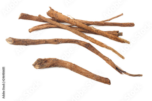 licorice roots isolated on white background