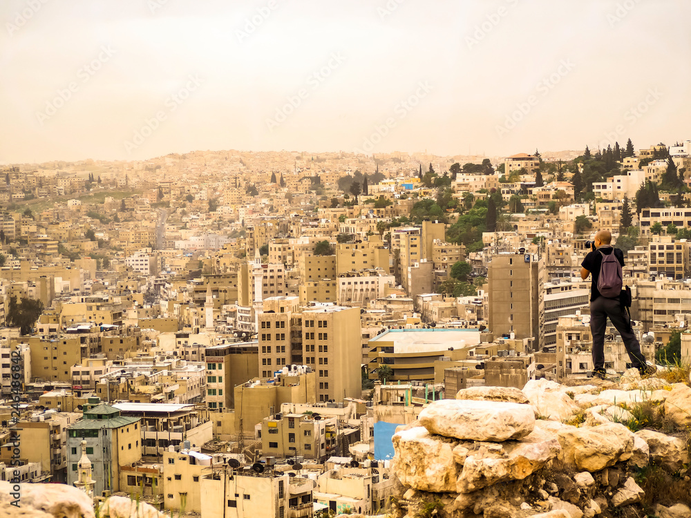 Beautiful Skyline of Amman Jordan from Amman Citadel