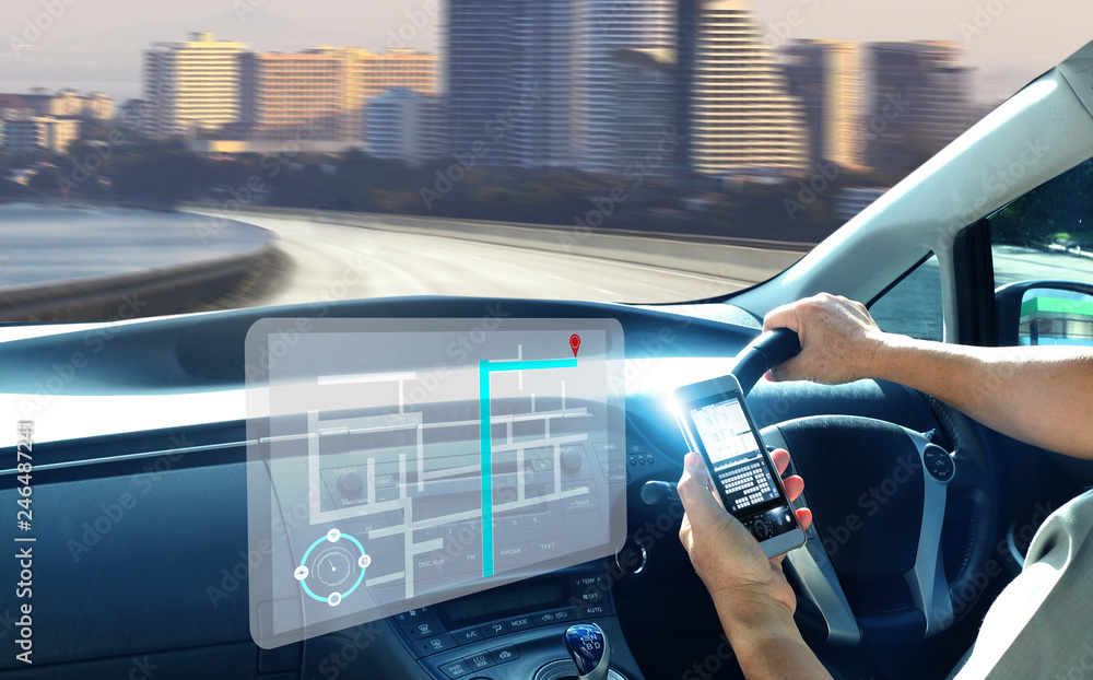 Self-driving autopilot mode, autonomous car, vehicle running self-driving mode and gps screen control Self-driving autopilot mode, autonomous car, vehicle running self-driving mode and gps screen control