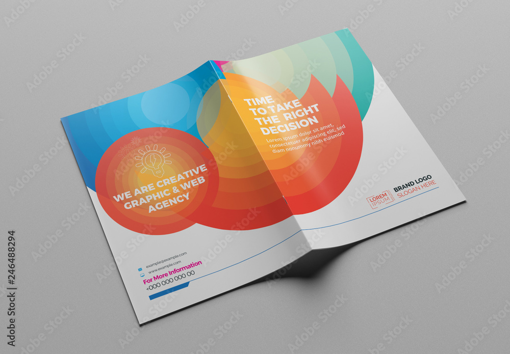 Brochure Layout with Circular Gradient Elements Stock Template | Adobe ...