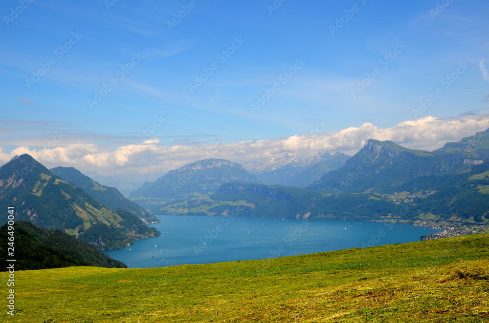 View of mountain lake in Switzerland