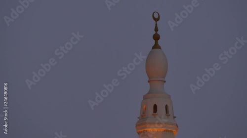 Maharba Mosque near Jumeirah Beach at dusk, Dubai, United Arab Emirates, Middle East, Asia photo