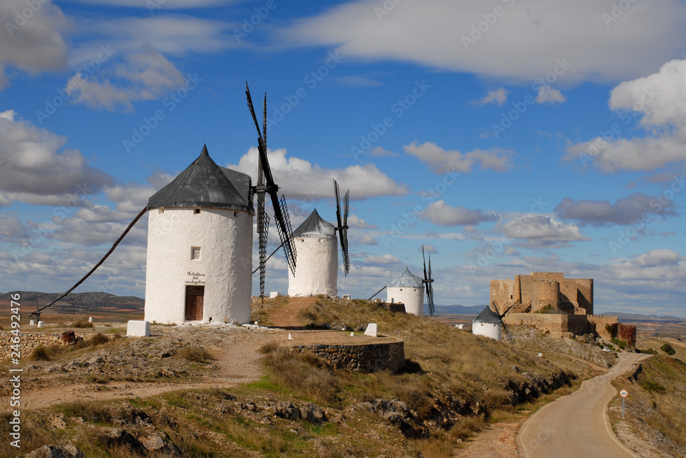 old windmills in consuegra, spain