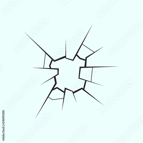 Cracks on crystal pane.