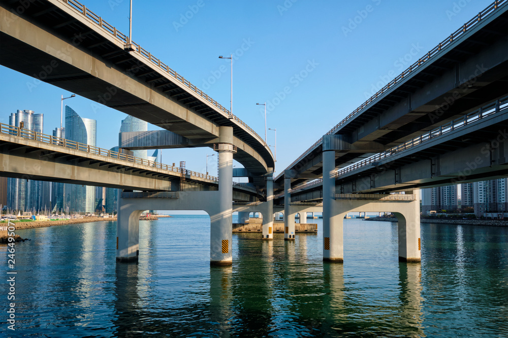 Busan skyscrapers and Gwangan Bridge, South Korea Busan skyscrapers and Gwangan Bridge, South Korea