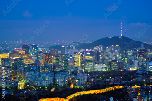 Seoul skyline in the night, South Korea.