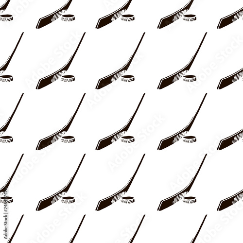 hockey stick and puck vector seamless pattern