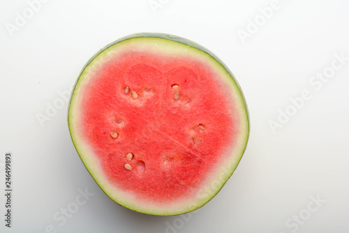 Watermelon isolated on white. Sliced fresh melon peices
