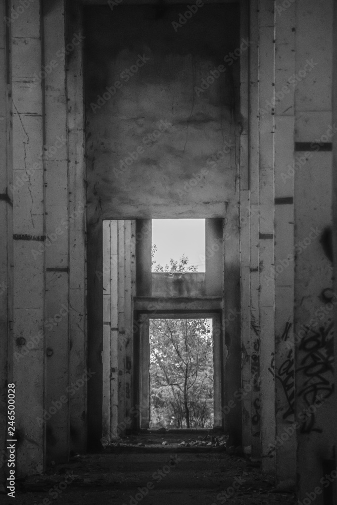 Tunnel in an abandoned building Tunnel in an abandoned building