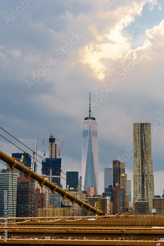 Brooklyn Bridge New York and One World Trade Center