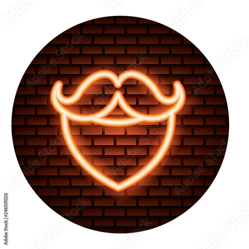 beard mustache hipster light neon