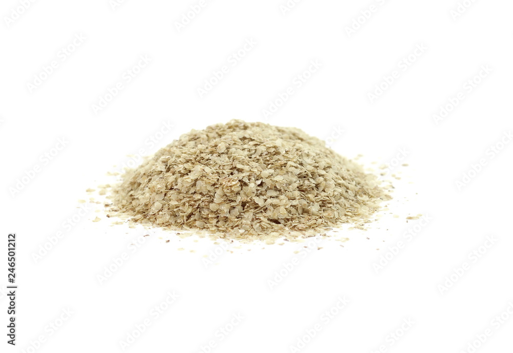 Wheat germ, the highly nutritious heart of the wheat kernel isolated on white. Wheat germ pile isolated on white background. Wheat germ, the highly nutritious heart of the wheat kernel isolated on white. Wheat germ pile isolated on white background.