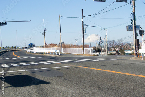 Mt. Fuji view from Sagami river, Chigasaki city, Kamagawa prefecture, Japan photo