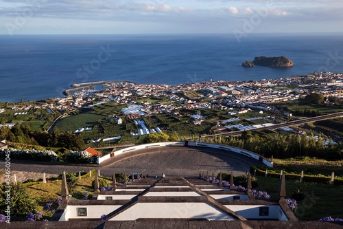 View from Ermida de Nossa Senhora da Paz to Vila Franca do Campo, island of Sao Miguel, Azores, Portugal, Europe photo