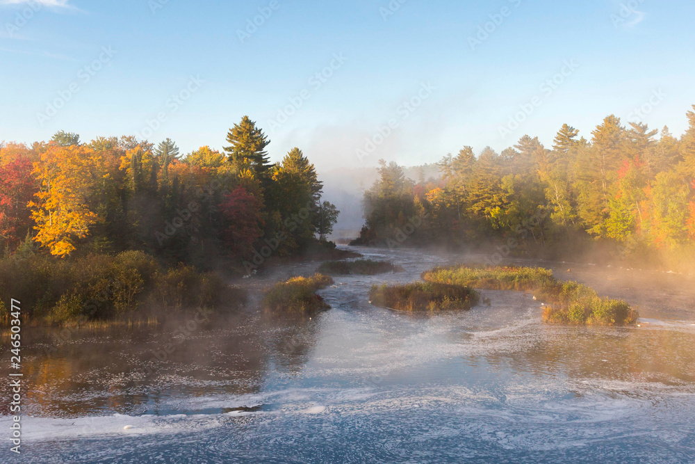 Misty Morning Autumn River Landscape