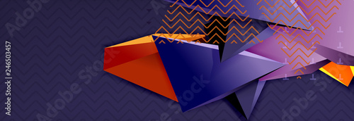 3d triangular shapes geometric background. Origami style pattern with triange shapes for decorative design. Poster design. Line design. Modern presentation template