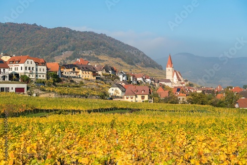 View of Weissenkirchen in the Wachau, Wehrkirche, Wachau, Waldviertel, Lower Austria, Austria, Europe photo