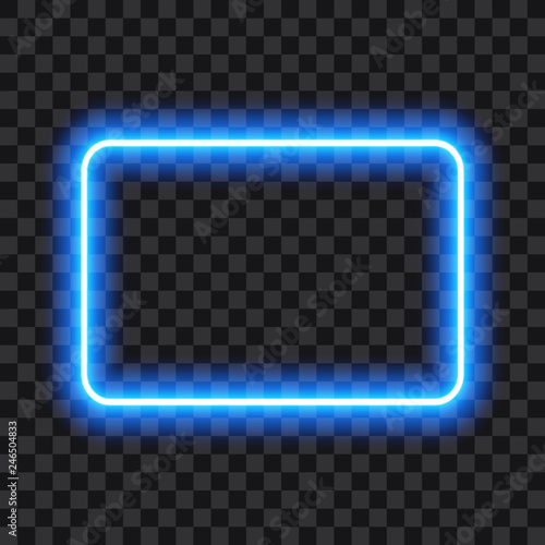 Blue neon border, isolated on transparent background, vector illustration.