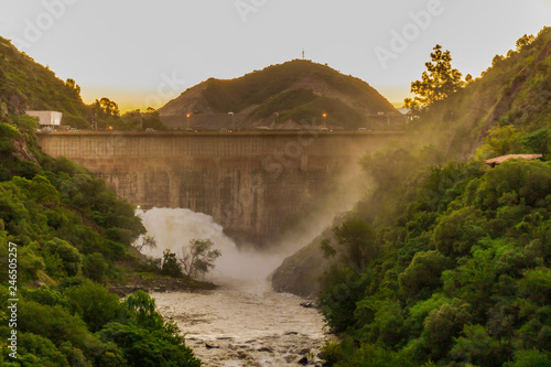 Valves opened at San Roque lake, Villa Carlos Paz, Cordoba photo