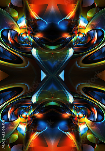 Fototapeta Naklejka Na Ścianę i Meble -  Artistic unique 3d computer generated bright beautiful abstract multicolored fractals artwork background