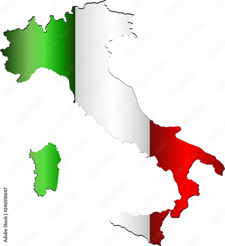 Italy map with flag inside - Illustration